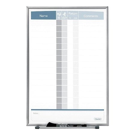 In/Out Board, Steel, 16 in, 11 in, Aluminum Frame, White/Gray, Gloss MPN:33703