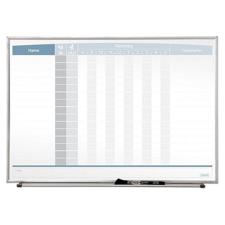 In/Out Board, Steel, 16 in, 23 in, Aluminum Frame, White/Gray, Gloss MPN:33704
