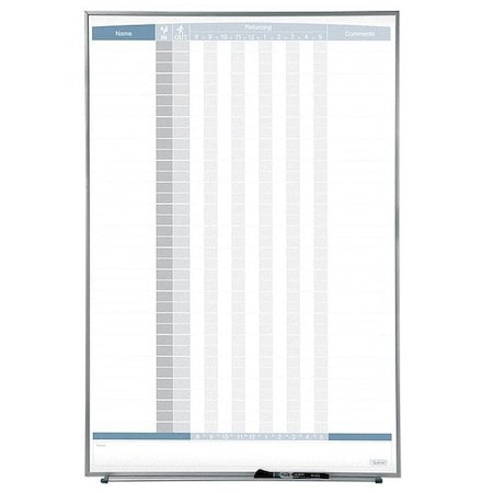 In/Out Board, Steel, 34 in, 23 in, Aluminum Frame, White/Gray, Gloss MPN:33705