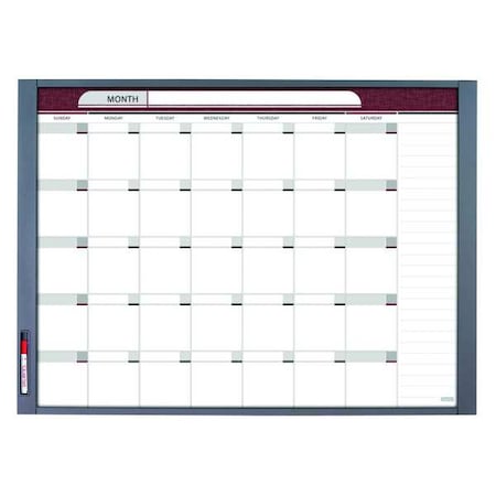 Dry Erase Board, Melamine, 35 in, 47 1/2 in, Steel Frame, White, Gloss MPN:72981