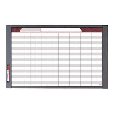 Dry Erase Board, Melamine, 23 in, 37 1/2 in, Steel Frame, White, Gloss MPN:72982