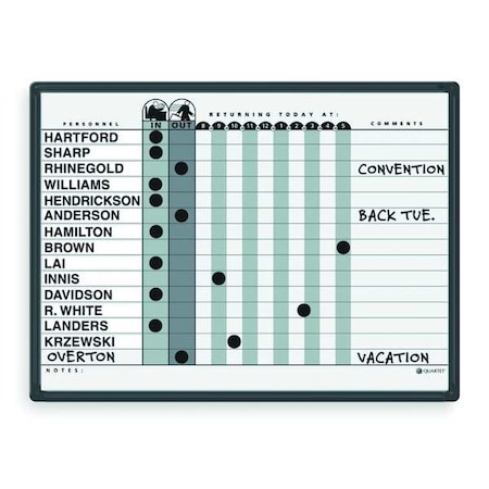 In/Out Board, Porcelain, 18 in, 24 in, Aluminum Frame, White/Gray, Gloss MPN:781G