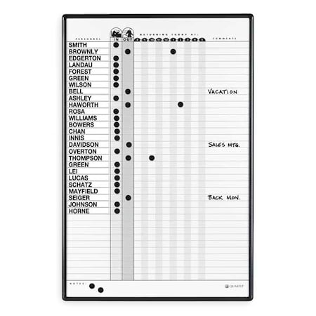 In/Out Board, Porcelain, 36 in, 24 in, Aluminum Frame, White/Gray, Gloss MPN:783G