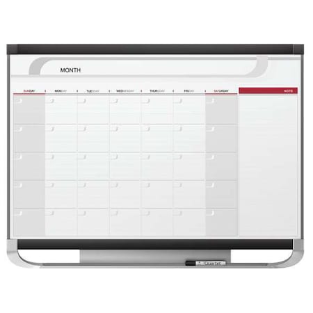 Calendar Planning Board, Plastic, 24 in, 36 in, Fiberboard/Plastic Frame, White/Gray/Red, Gloss MPN:CP32P2