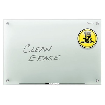 Dry Erase Board, Glass, 24 in, 36 in, No Frame Frame, Frosted White, Gloss MPN:G3624F