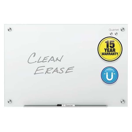 Dry Erase Board, Glass, 48 in, 96 in, No Frame Frame, White, Gloss MPN:G9648W-AB