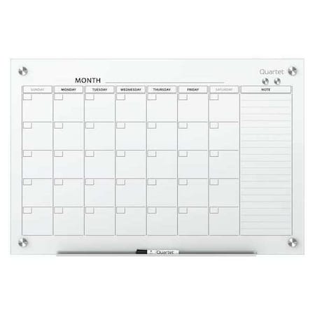 Calendar Planning Board, Glass, 36 in, 48 in, No Frame Frame, White, Gloss MPN:GC4836F