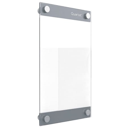 Dry Erase Board, Glass, 17 in, 11 in, No Frame Frame, White, Gloss MPN:GI1117