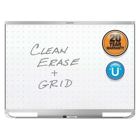 Grid Board, Steel, 48 in, 72 in, Aluminum/Plastic Frame, White, Gloss MPN:TEM547A