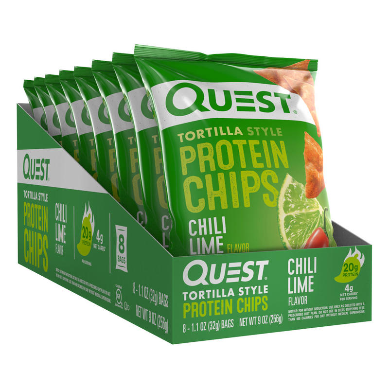 Quest Protein Chips, Chili Lime, 1.1 Oz, Pack Of 8 Bags MPN:NTCCL8M1