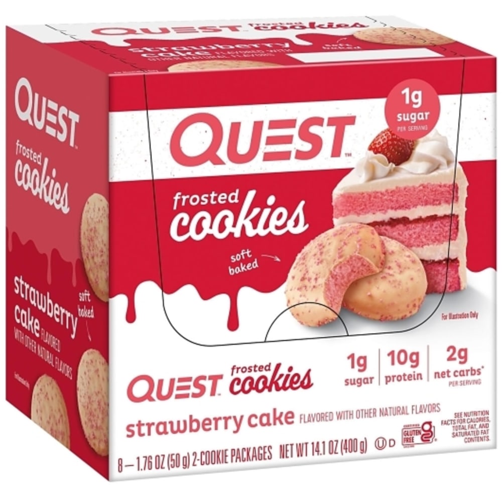 Quest Strawberry Cake Frosted Cookies, 1.76 Oz, Total Qty 8 MPN:00888849014545