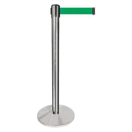Barrier Post with Belt, Silver, 10 ft Length, 40 in Post Height, No Legend, Polished chrome MPN:QPLUS-1P-G6