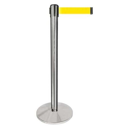 Barrier Post with Belt, Silver, 10 ft Length, 40 in Post Height, No Legend, Polished chrome MPN:QPLUS-1P-Y5
