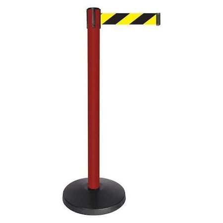 Barrier Post with Belt, Red, 10 ft Length, 40 in Post Height, No Legend, Powder Coated MPN:QPLUS-21-D4