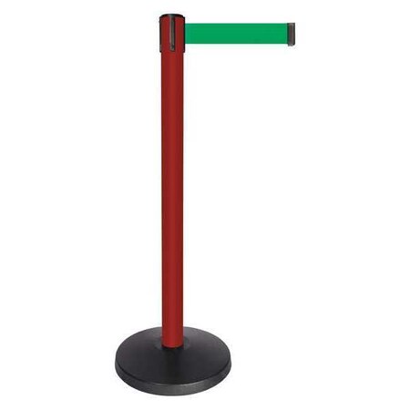 Barrier Post with Belt, Red, 10 ft Length, 40 in Post Height, No Legend, Powder Coated MPN:QPLUS-21-G6