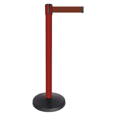 Barrier Post with Belt, Red, 10 ft Length, 40 in Post Height, No Legend, Powder Coated MPN:QPLUS-21-N7