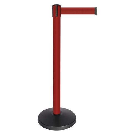 Barrier Post with Belt, Red, 10 ft Length, 40 in Post Height, No Legend, Powder Coated MPN:QPLUS-21-R7