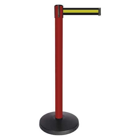 Barrier Post with Belt, Red, 10 ft Length, 40 in Post Height, No Legend, Powder Coated MPN:QPLUS-21-S4