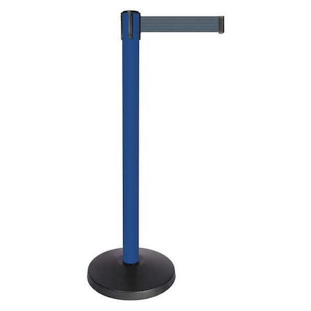Barrier Post with Belt, Blue, 10 ft Length, 40 in Post Height, No Legend, Powder Coated MPN:QPLUS-23-B7