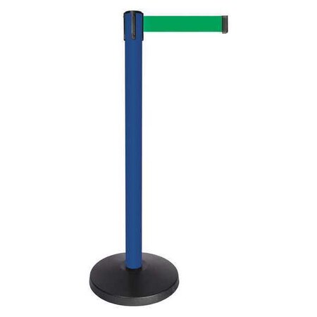 Barrier Post with Belt, Blue, 10 ft Length, 40 in Post Height, No Legend, Powder Coated MPN:QPLUS-23-G6