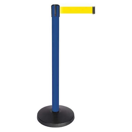 Barrier Post with Belt, Blue, 10 ft Length, 40 in Post Height, No Legend, Powder Coated MPN:QPLUS-23-Y5