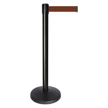Barrier Post with Belt, Black, 10 ft Length, 40 in Post Height, No Legend, Powder Coated MPN:QPLUS-33-N7