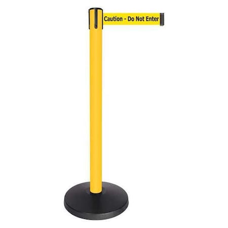Barrier Post with Belt, Yellow, 10 ft Length, 40 in Post Height, Caution Do Not Enter MPN:QPLUS-35-YA