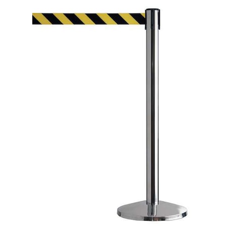 Barrier Post with Belt, Silver, 7 1/2 ft Length, 39 in Post Height, No Legend MPN:QWAYPOST-1P-D4