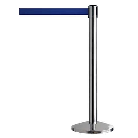 Barrier Post with Belt, Silver, 7 1/2 ft Length, 39 in Post Height, No Legend MPN:QWAYPOST-1P-L5