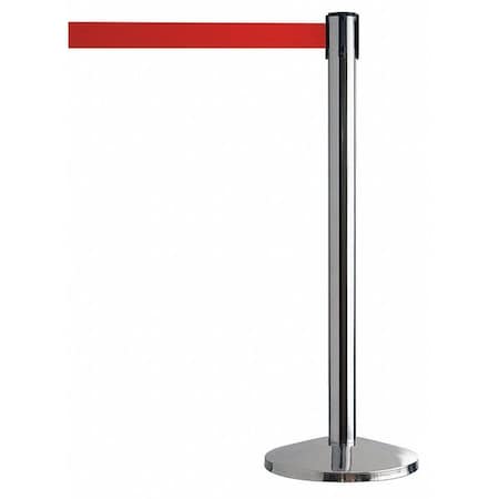 Barrier Post with Belt, Silver, 7 1/2 ft Length, 39 in Post Height, No Legend MPN:QWAYPOST-1P-R5