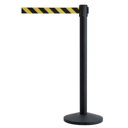 Barrier Post with Belt, Black, 7 1/2 ft Length, 39 in Post Height, No Legend MPN:QWAYPOST-33-D4