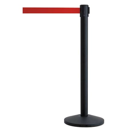 Barrier Post with Belt, Black, 7 1/2 ft Length, 39 in Post Height, No Legend MPN:QWAYPOST-33-R5