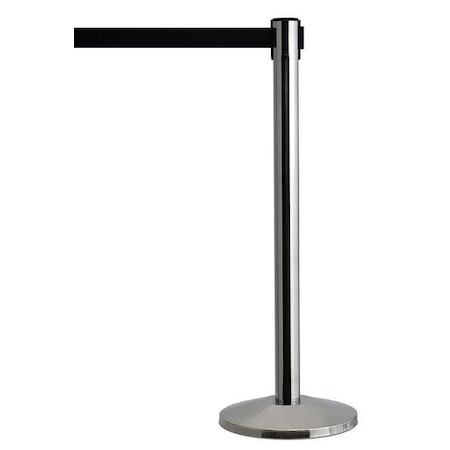 Barrier Post with Belt, Silver, 7 1/2 ft Length, 39 in Post Height, No Legend MPN:QWAYPOST-3S-B9