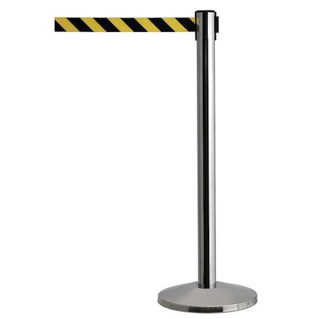 Barrier Post with Belt, Silver, 7 1/2 ft Length, 39 in Post Height, No Legend MPN:QWAYPOST-3S-D4