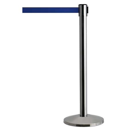 Barrier Post with Belt, Silver, 7 1/2 ft Length, 39 in Post Height, No Legend MPN:QWAYPOST-3S-L5