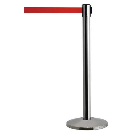 Barrier Post with Belt, Silver, 7 1/2 ft Length, 39 in Post Height, No Legend MPN:QWAYPOST-3S-R5