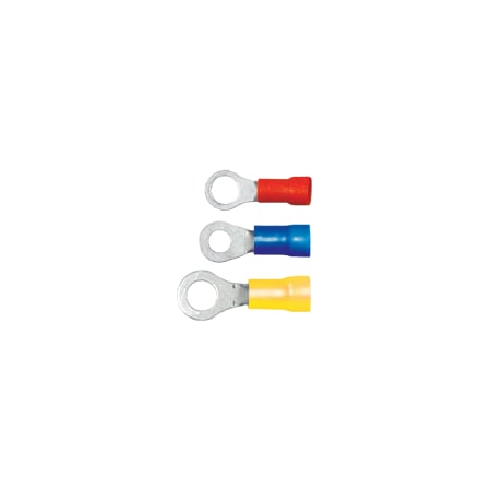 Ring Terminal, 3/8 in Stud Size, 18 AWG, 600 V, PVC Insulated, Red, 100 PK MPN:160107-100