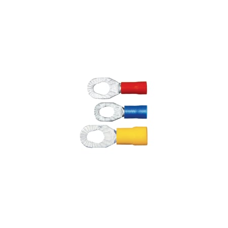 Ring Terminal, #6, #8, #10 Stud Size, 18 AWG, 600 V, PVC Insulated, Red, 25 PK MPN:160112-025