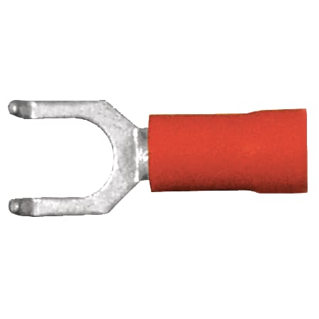 Fork Terminal, #8 Stud Size, 18 AWG, 600 V, PVC Insulated, Red, 100 PK MPN:160135-100