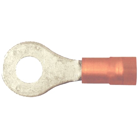 Ring Terminal, 1/4 in Stud Size, 10 AWG, 600 V, Nylon Insulated, Yellow, Crimp Termination Only MPN:163405-050