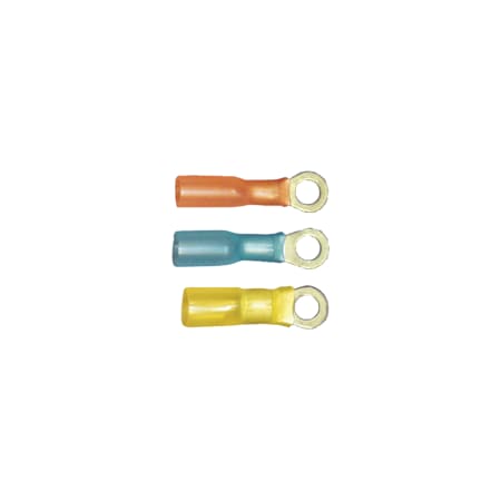 Ring Terminal, 3/8 in Stud Size, 18 AWG, 600 V, Heat Shrink Insulated, Red, 10 PK MPN:164107-2010