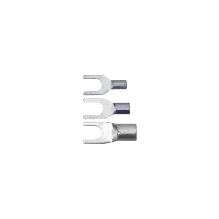 Fork Terminal, #8 Stud Size, 10 AWG, Bare Insulated, Bare, 100 PK MPN:166425-100
