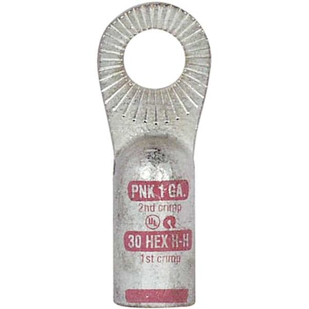 One-Hole Compression Lug, 3/8 in Stud, Standard Barrel, Copper, Pink MPN:4901-525-001F