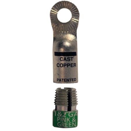 One-Hole Compression Lug, 2 AWG Max, 3/8 in Stud, Standard Barrel, Copper, 50 PK MPN:5902-050F