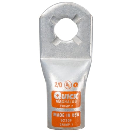 One-Hole Compression Lug, 1 AWG Max, Copper, None, 5 PK MPN:6201-005E