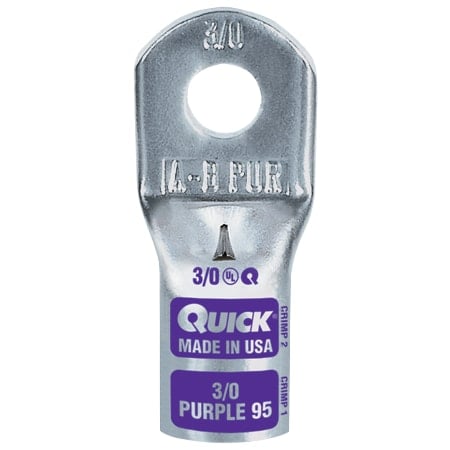 One-Hole Compression Lug, 1/0 AWG Max, Standard Barrel, Copper, None, 5 PK MPN:8810-005E