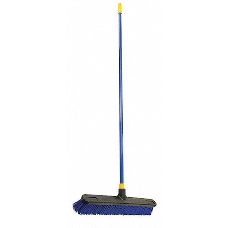 24 in Sweep Face Push Broom, Stiff, Synthetic, 3 1/8 in Bristle, 60 in L Blue Handle MPN:599