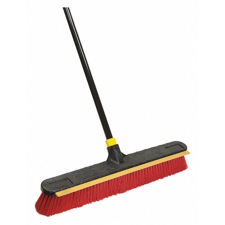 Push Broom, 24 in Sweep Face, Soft/Stiff Combo, Synthetic, Red Bristle, 3 1/8 in Bristle Lg MPN:635