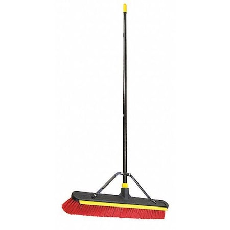 Push Broom, 60 in L, 24 in Sweep Face, Soft/Stiff Combo, Synthetic, 3 1/8 in Length Red Bristle MPN:635SU