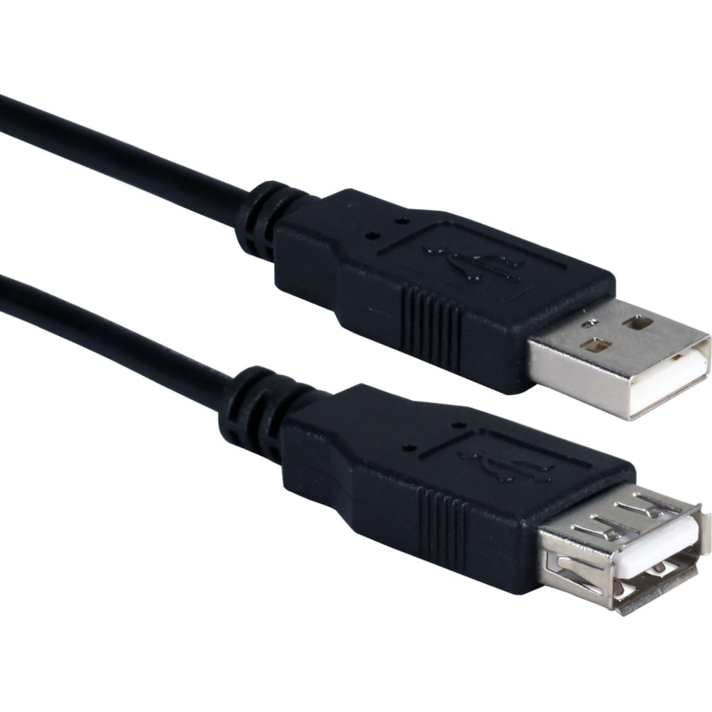 QVS USB 2.0 High-Speed 480Mbps Extension Cable - 3 ft USB Data Transfer Cable - First End: 1 x USB 2.0 Type A - Male - Second End: 1 x USB - Female - Extension Cable - Gold, Nickel Plated Contact - Black (Min Order Qty 11) MPN:CC2210C-03